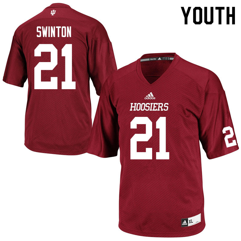 Youth #21 Javon Swinton Indiana Hoosiers College Football Jerseys Sale-Crimson